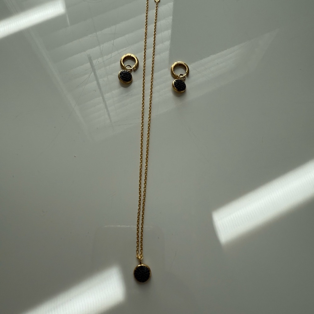 Chic Gold and Black Necklace Set